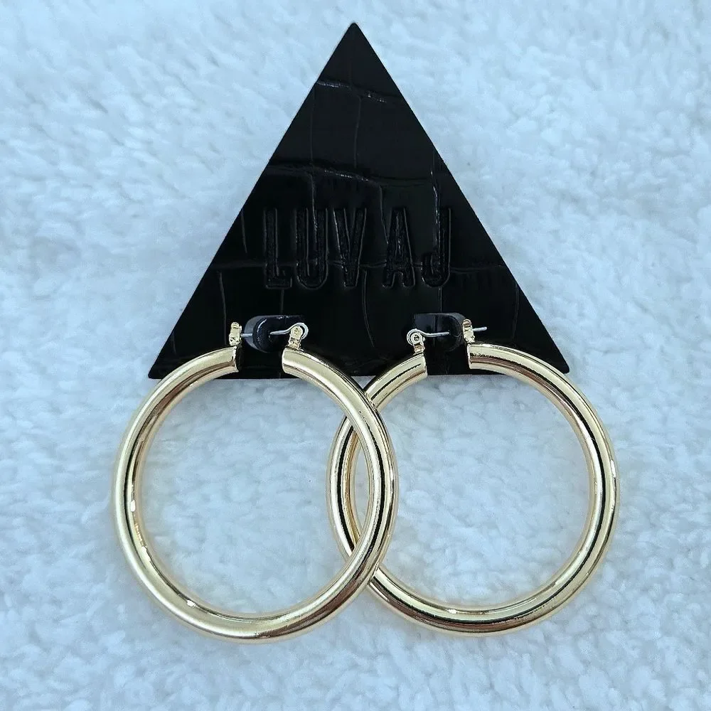 Luv AJ Gold💛 Amalfi Hollow Tube Hoop Earrings - NWT